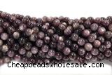 KUNZ18 15 inches 8mm~9mm round natural Brazilian lepidolite beads