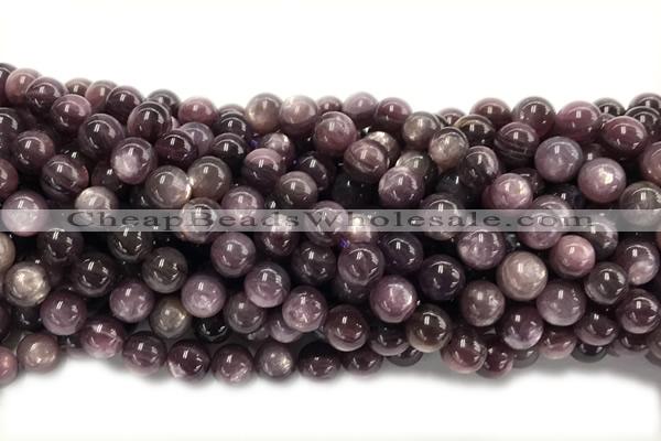 KUNZ18 15 inches 8mm~9mm round natural Brazilian lepidolite beads