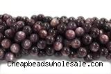 KUNZ19 15 inches 10mm~11mm round natural Brazilian lepidolite beads