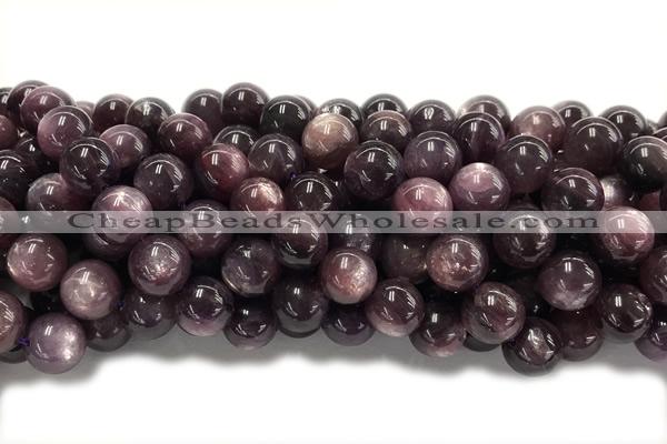 KUNZ19 15 inches 10mm~11mm round natural Brazilian lepidolite beads