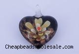 LP02 16*32*40mm heart inner flower lampwork glass pendants