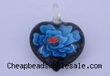 LP05 15*28*40mm heart inner flower lampwork glass pendants