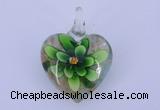 LP06 15*30*40mm heart inner flower lampwork glass pendants