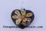 LP07 15*32*41mm heart inner flower lampwork glass pendants