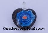 LP15 15*30*38mm heart inner flower lampwork glass pendants