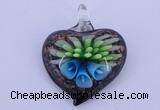 LP22 15*36*44mm heart inner flower lampwork glass pendants