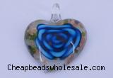 LP27 12*38*43mm heart inner flower lampwork glass pendants