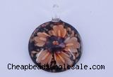 LP49 13*35*47mm flat round inner flower lampwork glass pendants