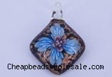 LP64 14*32*53mm diamond inner flower lampwork glass pendants