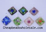 LP70 12*38*48mm diamond inner flower lampwork glass pendants