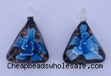 LP71 11*32*44mm triangle inner flower lampwork glass pendants