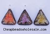 LP72 11*33*47mm triangle inner flower lampwork glass pendants