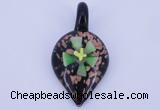 LP83 12*30*57mm leaf inner flower lampwork glass pendants