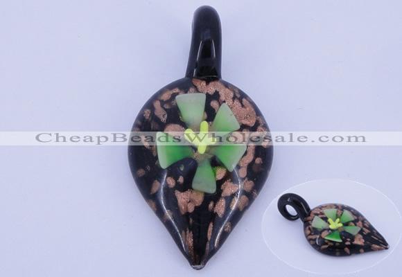 LP83 12*30*57mm leaf inner flower lampwork glass pendants