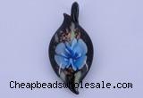 LP84 13*26*58mm leaf inner flower lampwork glass pendants