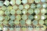 MIXE114 15 inches 10mm faceted green rutilated quartz beads