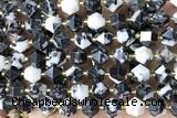 MIXE115 15 inches 10mm faceted black & white jasper beads