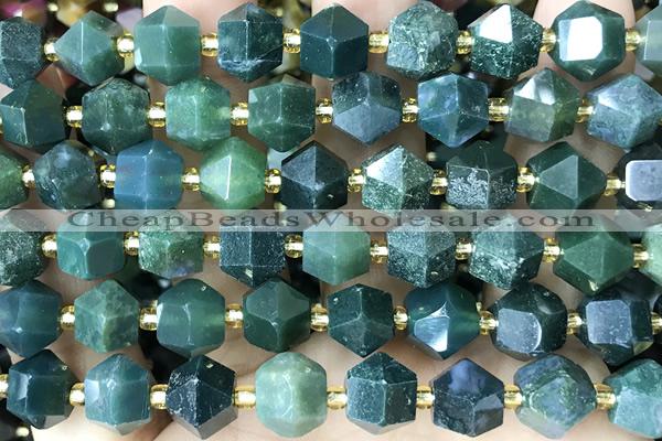 MIXE122 15 inches 10mm faceted moss agate gemstone beads