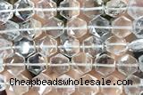 MIXE140 15 inches 12mm faceted hexagon white crystal beads