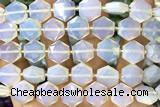 MIXE141 15 inches 12mm faceted hexagon white opal beads