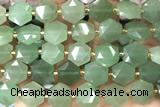 MIXE143 15 inches 12mm faceted hexagon green aventurine jade beads