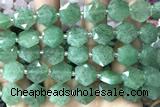 MIXE144 15 inches 12mm faceted hexagon green strawberry quartz beads