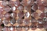 MIXE146 15 inches 12mm faceted hexagon strawberry quartz beads