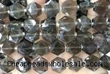 MIXE147 15 inches 12mm faceted hexagon smoky quartz beads