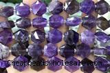 MIXE149 15 inches 12mm faceted hexagon amethyst beads