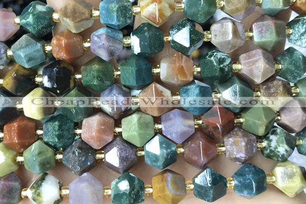 MIXE62 15 inches 10mm faceted ocean agate beads