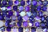 MIXE90 15 inches 10mm faceted banded agate gemstone beads