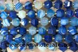 MIXE91 15 inches 10mm faceted banded agate gemstone beads