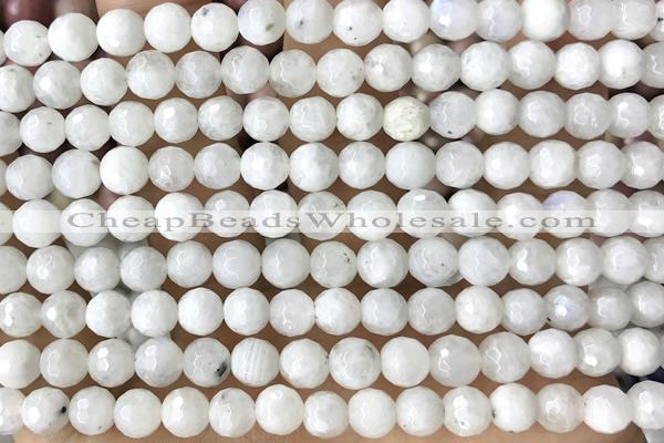 MOON20 14 inches 6mm faceted round white moonstone beads