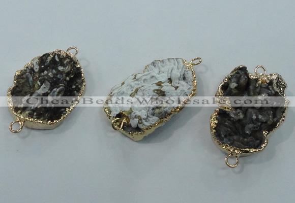 NGC106 25*35mm - 30*40mm freeform druzy agate connectors wholesale