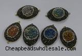 NGC1111 25*35mm oval druzy agate connectors wholesale