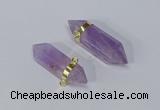 NGC1129 12*40mm - 12*45mm sticks amethyst connectors wholesale