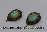 NGC1131 25*35mm teardrop Australia chrysoprase connectors wholesale