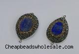 NGC1161 25*35mm teardrop lapis lazuli gemstone connectors wholesale