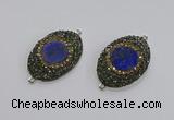 NGC1164 25*35mm oval lapis lazuli gemstone connectors wholesale