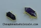 NGC1453 10*24mm - 14*35mm hexagon amethyst connectors wholesale