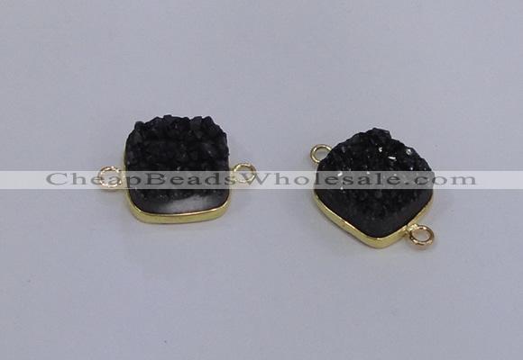 NGC1544 15*15mm square druzy quartz gemstone connectors wholesale