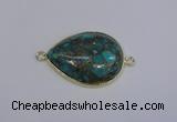 NGC1553 22*30mm teardrop turquoise & pyrite gemstone connectors