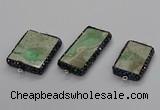 NGC1748 20*40mm - 25*35mm rectangle green apple jasper connectors