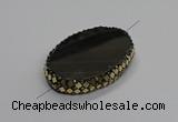 NGC1781 35*55mm oval agate gemstone connectors wholesale