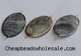 NGC1828 35*50mm oval agate gemstone connectors wholesale