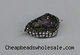 NGC1850 22*30mm - 25*35mm flat teardrop plated druzy amethyst connectors