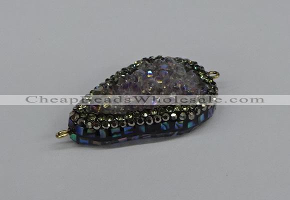 NGC1852 22*30mm - 25*35mm flat teardrop plated druzy amethyst connectors