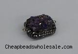 NGC1857 15*35mm - 22*30mm rectangle plated druzy amethyst connectors