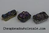 NGC1858 15*35mm - 22*30mm rectangle plated druzy amethyst connectors