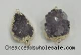 NGC196 20*28mm - 25*30mm freeform druzy amethyst connectors